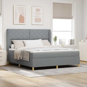 vidaXL Κρεβάτι Box Spring με Στρώμα Ανοιχτό Γκρι 180x200 εκ. Υφάσματος