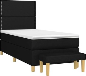 vidaXL Κρεβάτι Boxspring με Στρώμα Μαύρο 90x200 εκ. Υφασμάτινο