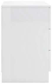 Κομοδίνο Γυαλιστερό Λευκό 38 x 35 x 56 εκ. από Μοριοσανίδα - Λευκό