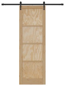 vidaXL Συρόμενη Πόρτα  με Σετ Εξαρτημάτων 78x232 εκ. Συμπαγές Ξύλο Πεύκου