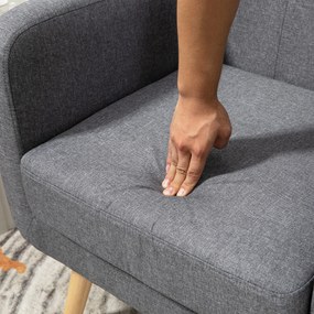 HOMCOM Πολυθρόνα σε Σκανδιναβικό Στυλ, Πολυθρόνα Accent, Κουμπωτό, Φυσικό + Ανοιχτό Γκρι