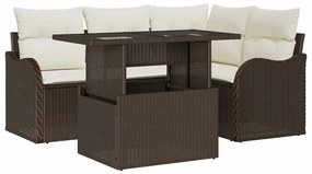 vidaXL Σετ Καναπέ Κήπου 5 pcs Καφέ 100 x 55 x 73 εκ Πολυ ράταν