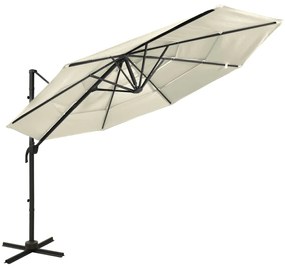 vidaXL Ομπρέλα Κήπου 4 Επιπέδων Χρ. Άμμου 3x3 μ. με Ιστό Αλουμινίου