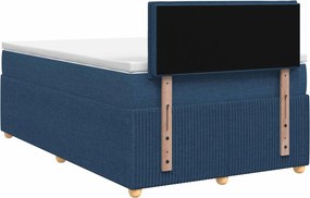 vidaXL Κρεβάτι box spring με στρώμα Μπλε 120 x 190 cm Ύφασμα