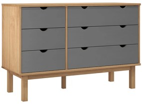 vidaXL Συρταριέρα OTTA Καφέ &amp; Γκρι 111x43x73,5 εκ. Μασίφ Ξύλο Πεύκου