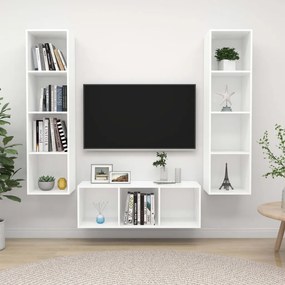 vidaXL Έπιπλα Τηλεόρασης Σετ 3 Τεμαχίων Λευκό από Μοριοσανίδα