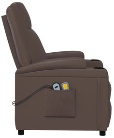 vidaXL Πολυθρόνα Μασάζ Ανακλινόμενη Καφέ Συνθετικό Δέρμα
