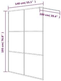 vidaXL Διαχωριστικό Ντουζιέρας Ασημί 140 x 195 εκ. Διάφανο Γυαλί ESG
