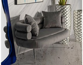 SILVERY PLUS Διθέσιος Καναπές με Μαξιλάρια Γκρι/Ασημένιος 133x68