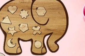 Σετ των 3 Intra απο ξύλο plywood 3mm-4mm πάχος - Elephant Puzzle για παιδιά, Αρχεία με στρώσεις Δίασταση 10x12 cm INTRAFABR-88149316