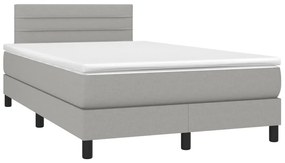 vidaXL Κρεβάτι Boxspring με Στρώμα &amp; LED Αν.Γκρι 120x200 εκ Υφασμάτινο