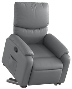 vidaXL Πολυθρόνα Ανακλινόμενη με Ανύψωση Γκρι Συνθετικό Δέρμα