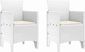 vidaXL Καρέκλα Κήπου 2 pcs Λευκό 53 x 49 x 85 εκ. Πολυπροπυλένιο