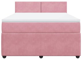 vidaXL Κρεβάτι Boxspring με Στρώμα Ροζ 140x190 εκ. Βελούδινο