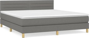 vidaXL Κρεβάτι Boxspring με Στρώμα Σκούρο Γκρι 160x200 εκ Υφασμάτινο