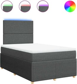 vidaXL Κρεβάτι Boxspring με Στρώμα Σκούρο Γκρι 120x200 εκ. Υφασμάτινο
