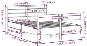 ΣΚΕΛΕΤΟΣ ΚΡΕΒΑΤΙΟΥ ΧΩΡΙΣ ΣΤΡΩΜΑ 120X190 ΕΚ ΜΑΣΙΦ ΞΥΛΟ ΠΕΥΚΟΥ 3306945