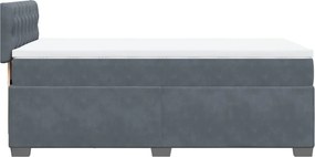 vidaXL Κρεβάτι Boxspring με Στρώμα Σκούρο Γκρι Single Βελούδινο