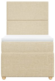 vidaXL Κρεβάτι Boxspring με Στρώμα Κρεμ 90x200 εκ.Υφασμάτινο