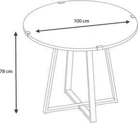 Σετ τραπεζαρία 5τμχ Rubes - Iris Megapap χρώμα λευκό - γκρι Ø100x78εκ.