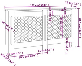 vidaXL Κάλυμμα Καλοριφέρ Λευκό 152 x 19 x 81,5 εκ. από MDF