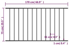 vidaXL Πάνελ Περίφραξης Μαύρο 1,63x0,75 μ Ατσάλι με Ηλεκτροστατική Βαφή