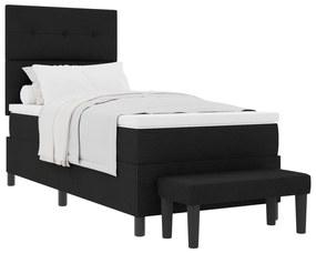 vidaXL Κρεβάτι Κασέτας με Στρώμα & Πάγκο Μαύρο 80x200 εκ Ύφασμα