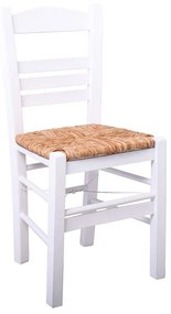 ΣΙΦΝΟΣ Καρέκλα Οξιά Βαφή Εμποτισμού Λάκα Άσπρο, Κάθισμα Ψάθα  41x45x88cm [-Άσπρο-] [-Ξύλο/Ψάθα-] Ρ969,Ε8