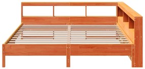 Κρεβάτι Βιβλιοθήκη Χωρίς Στρώμα 180x200 εκ Μασίφ Ξύλο Πεύκου - Καφέ