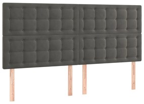 Κεφαλάρι Κρεβατιού LED Σκούρο Γκρι 160x5x118/128 εκ. Βελούδινο - Γκρι