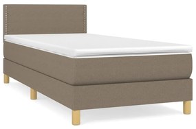 Κρεβάτι Boxspring με Στρώμα Taupe 100 x 200 εκ. Υφασμάτινο - Μπεζ-Γκρι