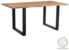 Τραπέζι Adorn pakoworld μασίφ ξύλο πεύκου καρυδί-πόδι μαύρο 180x90x75.6εκ