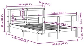 Σκελετός Κρεβ. Χωρίς Στρώμα Λευκό 140x190 εκ Μασίφ Πεύκο - Λευκό