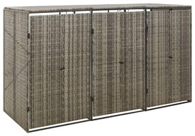 vidaXL Πλαίσιο για Κάδο Απορρ. με Ρόδες Γκρι 207x80x117 εκ Συνθ. Ρατάν