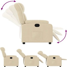 vidaXL Πολυθρόνα Ανακλινόμενη Ηλεκτρική Κρεμ Υφασμάτινη