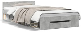 Πλαίσιο Κρεβατιού με Συρτάρια Γκρι Σκυρ. 75x190 εκ. Επεξ. Ξύλο