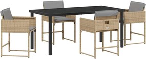 vidaXL Σέτ φαγητού για κήπο 5 pcs Μπεζ συνθετικό ρατάν