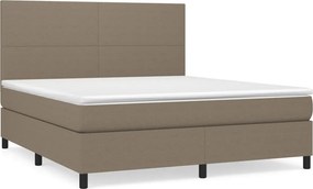 vidaXL Κρεβάτι Boxspring με Στρώμα Taupe 180x200 εκ. Υφασμάτινο