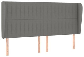 Κεφαλάρι με Πτερύγια Σκούρο Γκρι 163x23x118/128 εκ. Υφασμάτινο 3118201