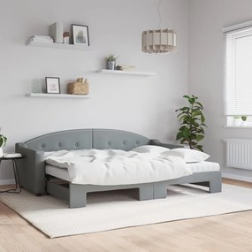 Καναπές Κρεβάτι Συρόμενος Ανοιχτό γκρι 80x200εκ Ύφασμα Στρώματα - Γκρι