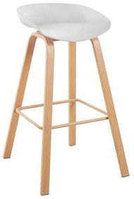PENT Σκαμπό Bar, Μέταλλο Βαφή Φυσικό, PP Άσπρο 42x52x74cm