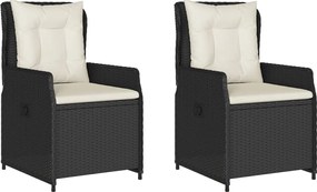 vidaXL Καρέκλες Κήπου Ανακλινόμενες 2 τεμ Μαύρο Συνθ. Ρατάν