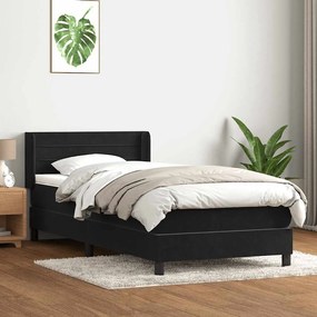 Box Spring Κρεβάτι με στρώμα Μαύρο 100x220 εκ. Βελούδινο