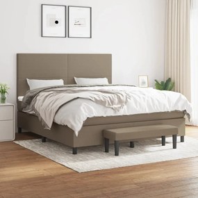 Κρεβάτι Boxspring με Στρώμα Taupe 180x200 εκ. Υφασμάτινο - Μπεζ-Γκρι