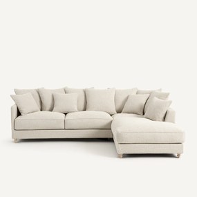 Γωνιακός καναπές-κρεβάτι με υφή bouclette, Lazare