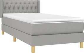 vidaXL Κρεβάτι Boxspring με Στρώμα Ανοιχτό Γκρι 100x200 εκ. Υφασμάτινο