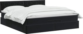 vidaXL Κρεβάτι Ottoman με στρώμα Μαύρο 140 x 200 cm Βελούδο