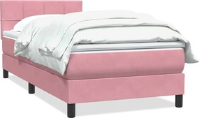vidaXL Κρεβάτι Boxspring με Στρώμα Ροζ 80x220 εκ. Βελούδινο