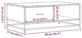 ΤΡΑΠΕΖΑΚΙ ΣΑΛΟΝΙΟΥ SONOMA ΔΡΥΣ 90X57X35 ΕΚ ΕΠΕΞ. ΞΥΛΟ + ΜΕΤΑΛΛΟ 848755