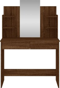vidaXL Μπουντουάρ με Καθρέφτη Καφέ Δρυς 96 x 39 x 142 εκ.